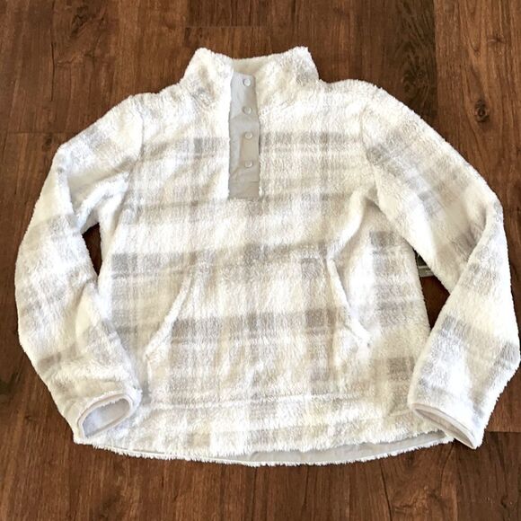 Eddie Bauer Pemba Snap Pullover White/Micro Chip Plaid Size L New - Picture 1 of 5